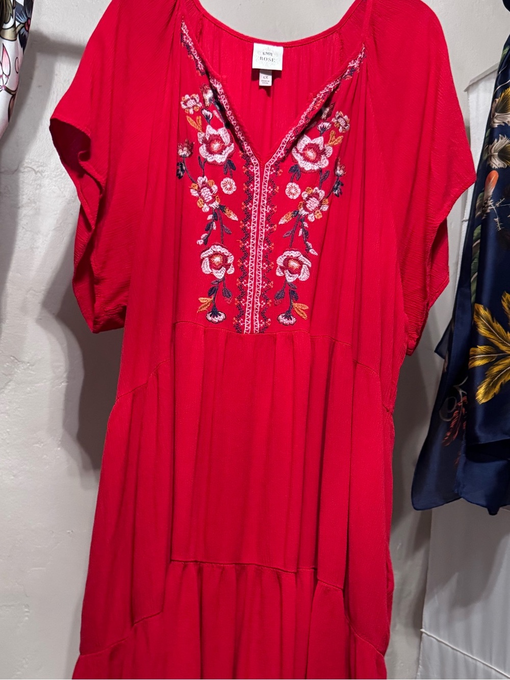 Knox Rose Red Embroidered Boho Dress